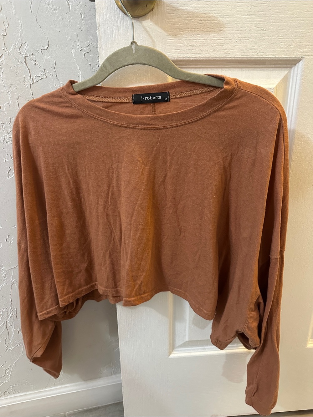 Rust Cropped Long-Sleeve Top